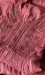 Load image into Gallery viewer, Women's Lakhnavi Handcrafted Mul Chanderi Semi - Stitched Kurta And Dupatta Set - HONC0297757