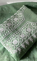 Load image into Gallery viewer, Women's Lakhnavi Handcrafted Mul Chanderi Unstitched Kurta And Dupatta Set- HONC0319681