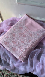 将图像加载到图库查看器中, Women's Lakhnavi Handcrafted Cotton Unstitched Chikankari Suit Material - HONC0374502