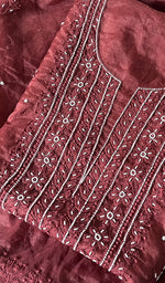 将图像加载到图库查看器中, Women's Lakhnavi Handcrafted Organza Chikankari Unstitched Full Suit Material - HONC0271224