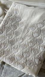 将图像加载到图库查看器中, Jazba Women's Lakhnavi Handcrafted Mul Chanderi Unstitched Kurta And Dupatta Set - HONC0298599