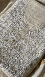 将图像加载到图库查看器中, Women's Lakhnavi Handcrafted Tissue Chanderi Unstitched Kurta And Dupatta Set - HONC0282347