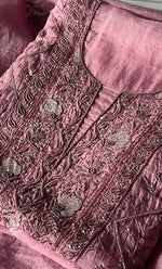 Load image into Gallery viewer, Women's Lakhnavi Handcrafted Pure Organza Chikankari Unstitched Kurta And Dupatta Set- HONC0274532