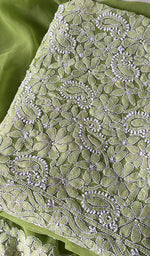 将图像加载到图库查看器中, Women's Lucknowi Handcrafted Faux-Georgette Chikankari Suit Material - HONC0263422