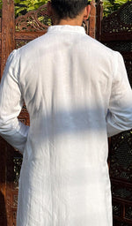 Load image into Gallery viewer, Men's Lucknowi Handcrafted Linen Cotton Chikankari Kurta - HONC0253037