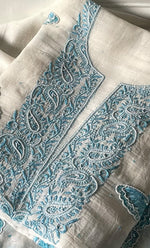 Load image into Gallery viewer, Titlee Women's Lakhnavi Handcrafted Unstitched Mul Chanderi Kurta And Dupatta Set - HONC0312086