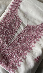 将图像加载到图库查看器中, Women's Lakhnavi Handcrafted Mul Chanderi Unstitched Kurta And Dupatta Set - HONC0284680