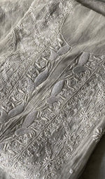 Load image into Gallery viewer, Women's Lakhnavi Handcrafted Tissue Chanderi Unstitched Chikankari Kurta And Dupatta Set - HONC0323645