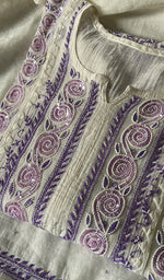 Load image into Gallery viewer, Aaliyah Women's Lakhnavi Handcrafted Mul Chanderi Semi - Stitched Kurta And Dupatta Set - HONC0290531