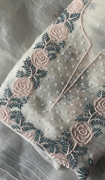 将图像加载到图库查看器中, Women's Lucknowi Handcrafted Pure Organza Silk Chikankari Kurta Dupatta Set - HONC0SOLD