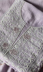Load image into Gallery viewer, Baseema Women's Lucknowi Handcrafted Chanderi Silk Chikankari Full Suit Material - HONC0268499