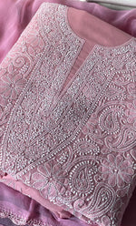 Load image into Gallery viewer, Women's Lakhnavi Handcrafted Unstitched Cotton Chikankari Suit Material - HONC0320315