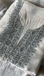 将图像加载到图库查看器中, Women's Lakhnavi Handcrafted Mul Chanderi Unstitched Kurta And Dupatta Set - HONC0284677