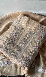 将图像加载到图库查看器中, Javeria Women's Lakhnavi Handcrafted Mul Chanderi Unstitched Kurta And Dupatta Set- HONC0326143