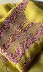 将图像加载到图库查看器中, Gulaab Women's Lakhnavi Handcrafted Pure Organza Chikankari Unstitched Kurta And Dupatta Set- HONC0311853