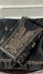 Load image into Gallery viewer, Women's Lakhnavi Handcrafted Mul Chanderi Unstitched Chikankari Full Suit - HONC0351095