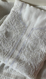 Load image into Gallery viewer, Women's Lakhnavi Handcrafted Maheshwari Mul Chanderi Unstitched Kurta And Dupatta Set - HONC0282231