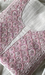 Load image into Gallery viewer, Women's Lakhnavi Handcrafted Mul Chanderi Unstitched Kurta And Dupatta Set- HONC0321260