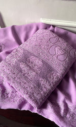 将图像加载到图库查看器中, Women's Lakhnavi Handcrafted Viscose Georgette Chikankari Full Suit Material - HONC0299906