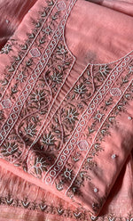 Load image into Gallery viewer, Women's Lakhnavi Handcrafted Mul Chanderi Unstitched Kurta And Dupatta Set- HONC0238882