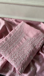 Load image into Gallery viewer, Women's Lakhnavi Handcrafted Chanderi Silk Unstitched Chikankari Full Suit - HONC0340141