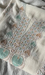 Load image into Gallery viewer, Women's Lakhnavi Handcrafted Mul Chanderi Unstitched Kurta And Dupatta Set - HONC0307461
