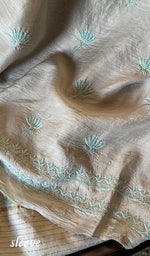 将图像加载到图库查看器中, Women's Lakhnavi Handcrafted Unstitched Munga Silk Chikankari Kurta And Dupatta Set- HONC0280936