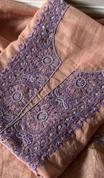 Load image into Gallery viewer, Women's Lakhnavi Handcrafted Mul Chanderi Chikankari Full Suit Material - HONC0287062