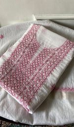 将图像加载到图库查看器中, Women's Lakhnavi Handcrafted Mul Chanderi Unstitched Kurta And Dupatta Set - HONC0314665