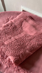 将图像加载到图库查看器中, Women's Lucknowi Handcrafted Faux-Georgette Unstitched Chikankari Suit Material - HONC0347513