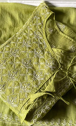 Load image into Gallery viewer, Naaz Women's Lucknowi Handcrafted Kota Chanderi Chikankari Semi Stitched Kurta And Dupatta Set - HONC0322002