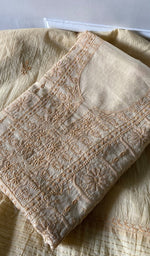 Load image into Gallery viewer, Women's Lucknowi Handcrafted Chanderi Silk Unstitched Chikankari Full Suit Material - HONC0342158