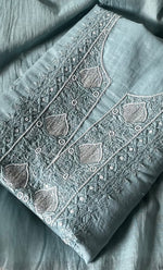 Load image into Gallery viewer, Women's Lakhnavi Handcrafted Mul Chanderi Unstitched Chikankari Full Suit Material - HONC0314656