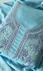Load image into Gallery viewer, Women's Lakhnavi Handcrafted Unstitched Cotton Chikankari Suit Material - HONC0321793