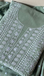 Load image into Gallery viewer, Women's Lakhnavi Handcrafted Pure Silk Georgette Chikankari Suit Material - HONC0260019