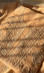 Load image into Gallery viewer, Women's Lakhnavi Handcrafted Maheshwari Mul Chanderi Unstitched Kurta And Dupatta Set - HONC0286685