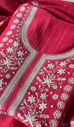 Load image into Gallery viewer, Women's Lakhnavi Handcrafted Mul Chanderi Unstitched Kurta And Dupatta Set - HONC0282259