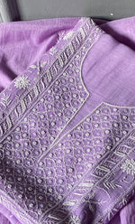 将图像加载到图库查看器中, Women's Lakhnavi Handcrafted Mul Chanderi Unstitched Chikankari Full Suit Material - HONC0278008