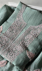 Load image into Gallery viewer, Women's Lakhnavi Handcrafted Mul Chanderi Unstitched Kurta And Dupatta Set - HONC0302248