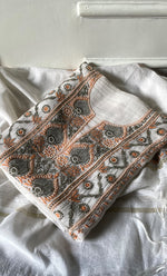 将图像加载到图库查看器中, Women's Lakhnavi Handcrafted Unstitched Mul Chanderi Kurta And Dupatta Set - HONC0323577