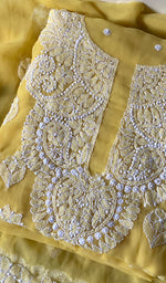 Load image into Gallery viewer, Women's Lucknowi Handcrafted Faux-Georgette Chikankari Suit Material - HONC0263003