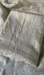 将图像加载到图库查看器中, Women's Lakhnavi Handcrafted Tussar Silk Chikankari Kurta And Dupatta Set - HONC0262816