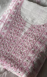将图像加载到图库查看器中, Women's Lakhnavi Handcrafted Mul Chanderi Unstitched Kurta And Dupatta Set - HONC0278937