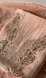 Load image into Gallery viewer, Women's Lakhnavi Handcrafted Mul Chanderi Unstitched Kurta And Dupatta Set - HONC0322420