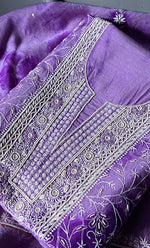 Load image into Gallery viewer, Women's Lakhnavi Handcrafted Munga Silk Chikankari Kurta And Dupatta Set- HONC0256126