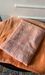 Load image into Gallery viewer, Women's Lakhnavi Handcrafted Mul Chanderi Unstitched Chikankari Full Suit Material - HONC0301227
