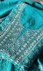 Load image into Gallery viewer, Women's Lakhnavi Handcrafted Munga Silk Chikankari Kurta And Dupatta Set- HONC0279953