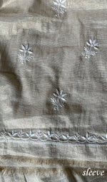 Load image into Gallery viewer, Women's Lakhnavi Handcrafted Tissue Chanderi Chikankari Unstitched Kurta And Dupatta Set- HONC0242483