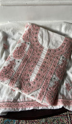 将图像加载到图库查看器中, Women's Lakhnavi Handcrafted Mul Chanderi Unstitched Kurta And Dupatta Set - HONC0365503