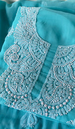 将图像加载到图库查看器中, Women's Lucknowi Handcrafted Faux-Georgette Chikankari Suit Material - HONC0263007